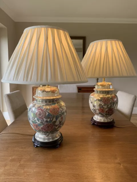 Pair of Vintage BHS Ceramic Ginger Jar Lamps