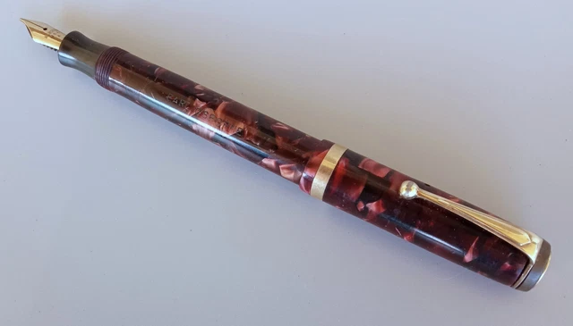 Vintage Webster Flat Top Fountain Pen Marble Pink