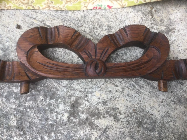 ANCIEN FRONTON EN BOIS SCULPTÉ « NOEUD » XIX Ème NAPOLEON III / SHABBY CHIC RARE 11