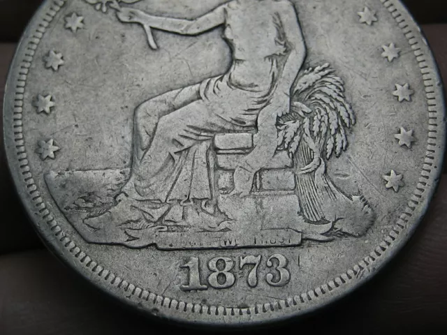 1873 S Silver Trade Dollar- Fine Details