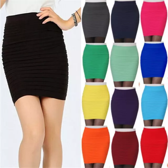 Damen Ol Büro Bodycon Elasticizzato Fascia Mikro Minirock Strickkl ★