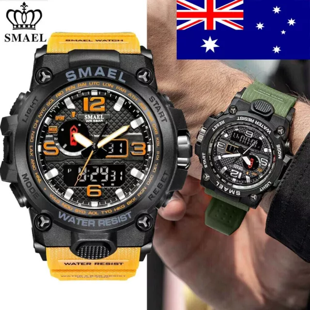 SMAEL Men's Sport Military Date Waterproof LED Digital Analog Quartz Wrist Watch