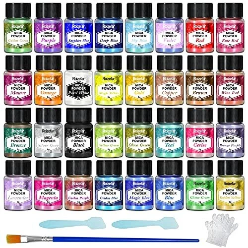 Poudre de Mica - Pigment Résine époxy 32 Couleurs Colorant de Savon Colorant ...