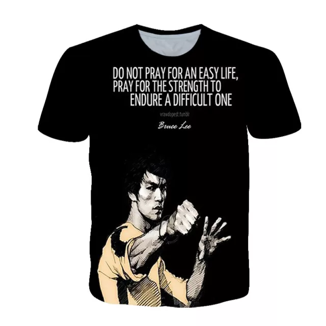 T Shirt Bruce Lee Inspired Kung Fu Dragon Moive Graphic Double sided Size L M S