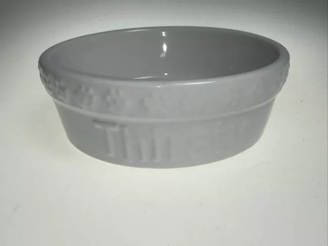 Signature Housewares Embossed THIRSTY Stoneware Cat Food Dish Water Bowl