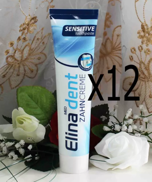 12x125ml Elina Sensitive Zahncreme Zahnpasta Toothpaste Fluoridfrei Schutz Pfleg
