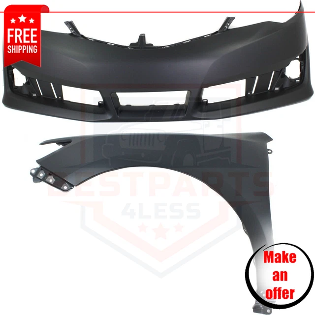 FRONT BUMPER COVER w/ Left Fender Kit primed for 20122014 Toyota Camry