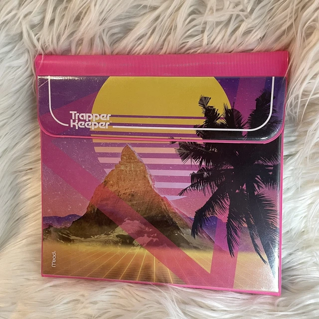 90s Style Mead Trapper Keeper Binder Palm Trees Mountain Sunset Folders Inside