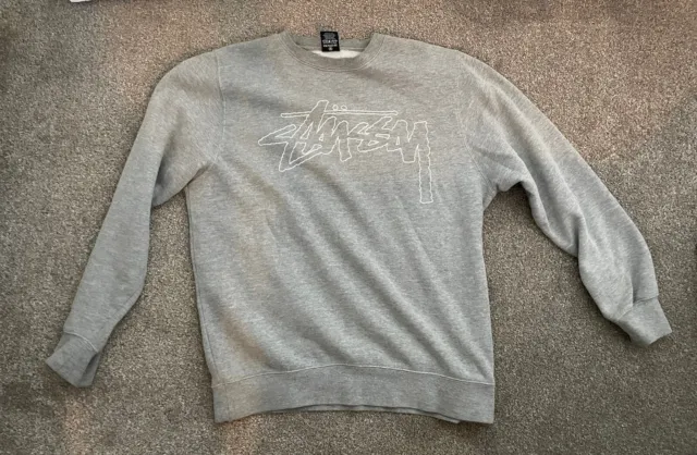 Stussy Sweatshirt Jumper Grey - Size Medium Stussy Logo