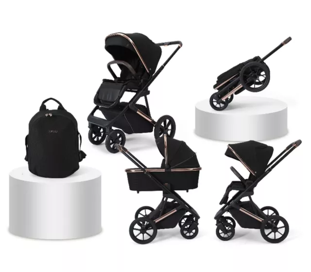 Baby Pram Pushchair Premium 3in1 Travel System Folding Buggy Newborn & Toddlers