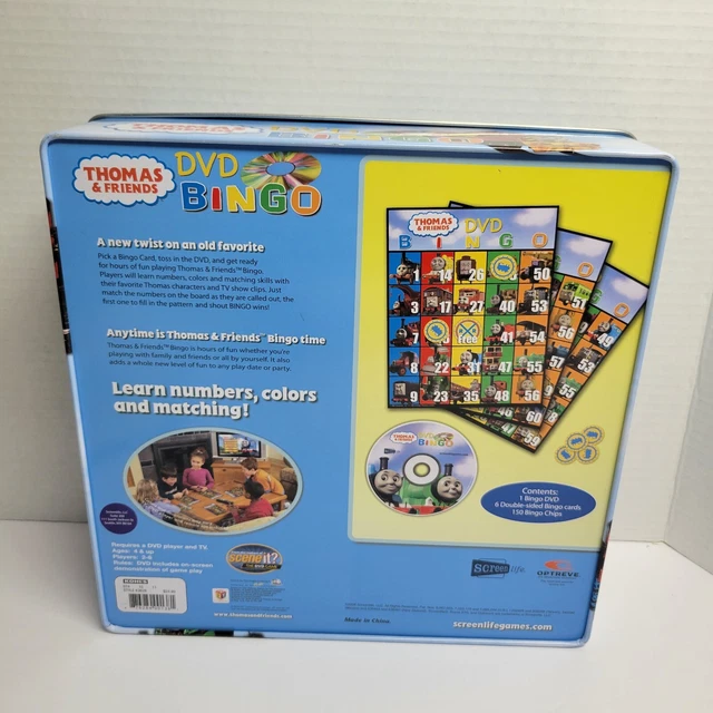 THOMAS & FRIENDS DVD Bingo Game Collectors Metal Tin Learn Colors