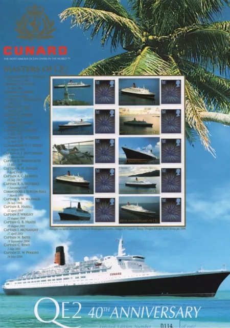 Business Smiler Sheet 2007 BC-118 40th Anniversary Of QE2 Cunard Mint MNH