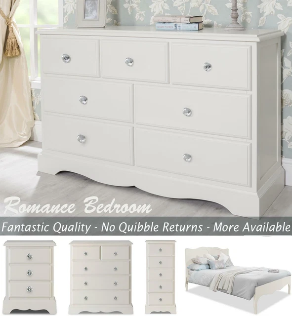 ANTIQUE WHITE BEDROOM Furniture French Chest Bedside Bed Wardrobe