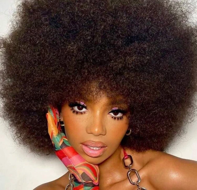 Perruque Courte Afro Bouclée Synthétique Brun Foncé - Longueur 35cm - Fournie Avec 4 Bonnets