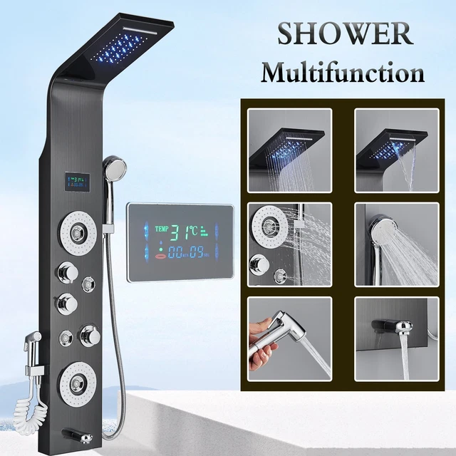 Colonna Doccia Inox Pannello Doccia HENGMEI In Acciaio - 5 Modalità Con Doccetta A Mano Set Doccia Torre