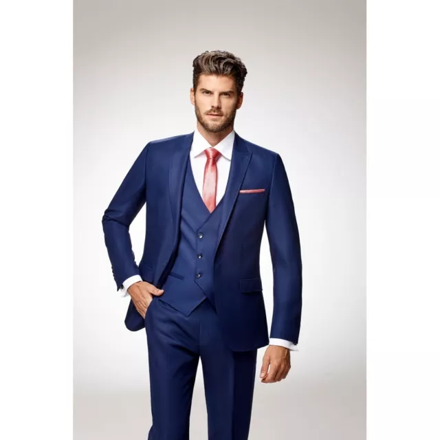 Design Costume pour Hommes de Mariage Marié Slim Fit 8-teiler Bleu Gr. 56 Adimo