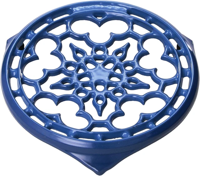 Le Creuset Enameled Cast Iron Deluxe Round Trivet, 9", Marseille Blue NEW