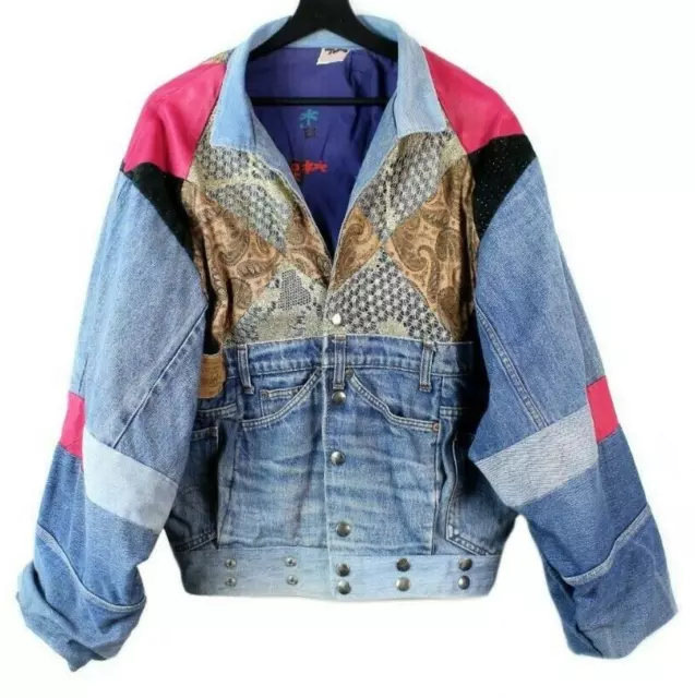 SMU Chaqueta de cuero de mezclilla vintage hecha a mano personalizada para mujer