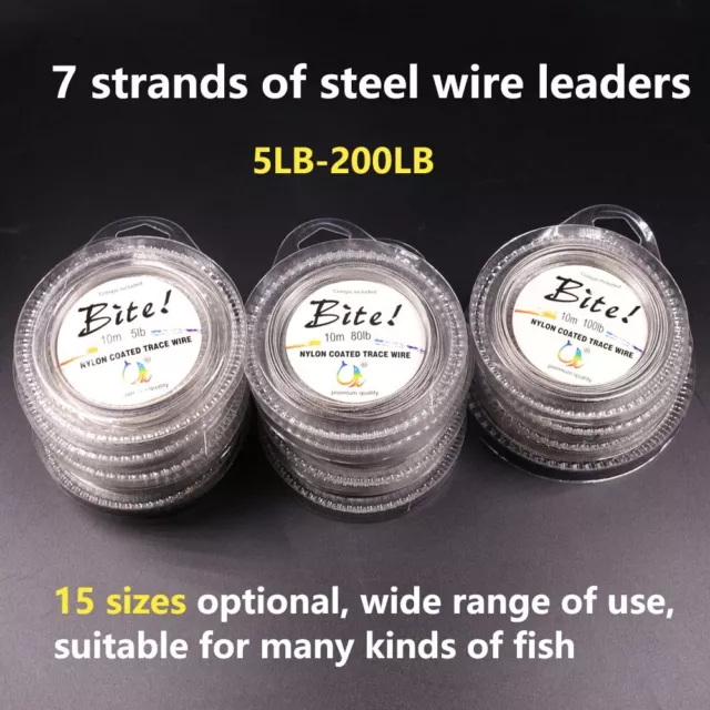 7 Strands Steel Weave Wire Fishing Leader Line Nylon Coated Anti Corrosion Line