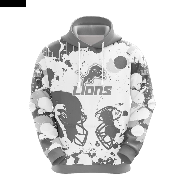 Detroit Lions Men's Pullover Hoodie Sweatshirts Casual Hooded Sports Jacket Coat