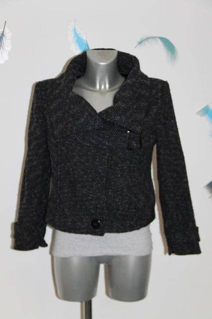 Caban Gris Chiné KRISTINA POPOVITCH – Taille 42, Laine, Parfait état – Occasion Très Bon état