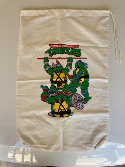Vintage 1980's Teenage Mutant Ninja Turtles TMNT Cloth Laundry Drawstring Bag