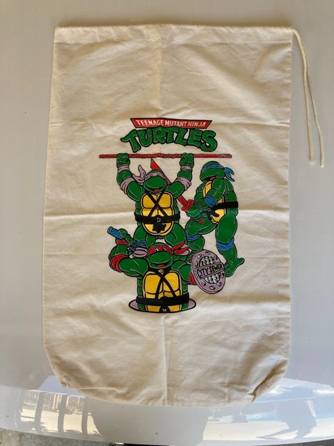 Vintage 1980's Teenage Mutant Ninja Turtles TMNT Cloth Laundry Drawstring Bag