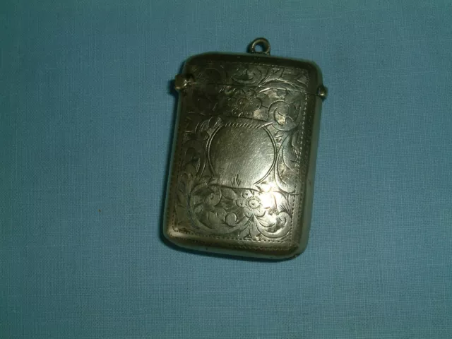 Antique VICTORIAN Silver Plated ENGRAVED  EPNS VESTA CASE Match Strike