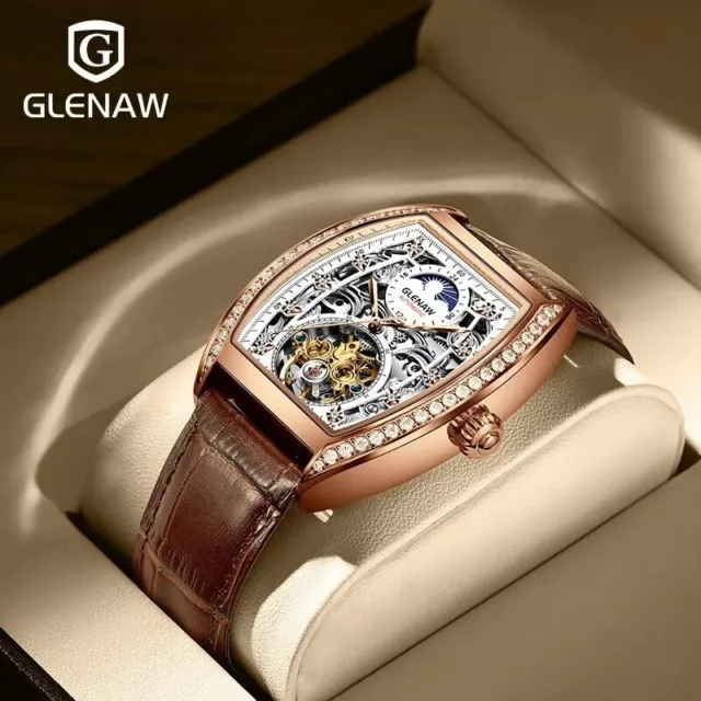 Luxus Armbanduhr Herren  Automatik Uhr mechanische quadratische Diamant Uhren