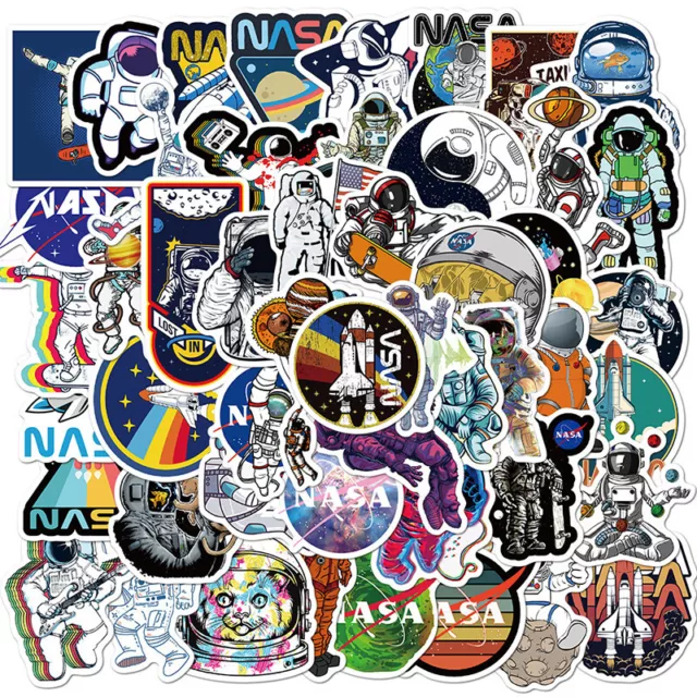 50pc Space astronaut Stickers For Stationery Laptop Skateboard PVC Stickers_wf