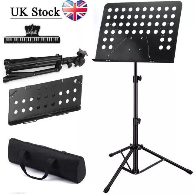 Heavy Duty Orchestral Music Stand Folding Adjustable Sheet Stand Tripod Base UK