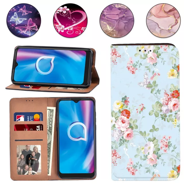 For Alcatel 1S 2020/1V 2020/Alcatel 3L 2020 - PU Leather Stand Wallet Cover Case
