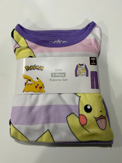 Pokemon Pikachu Girls 2 Piece Fleece Pajama Set Small 6-6X Pink Brand NEW