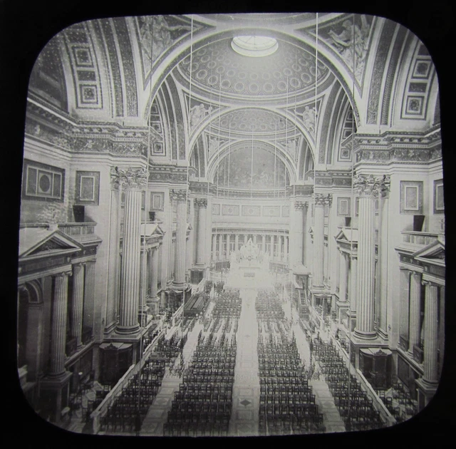 Glass Magic Lantern Slide INTERIOR OF THE MADELEINE PARIS C1890 FRANCE