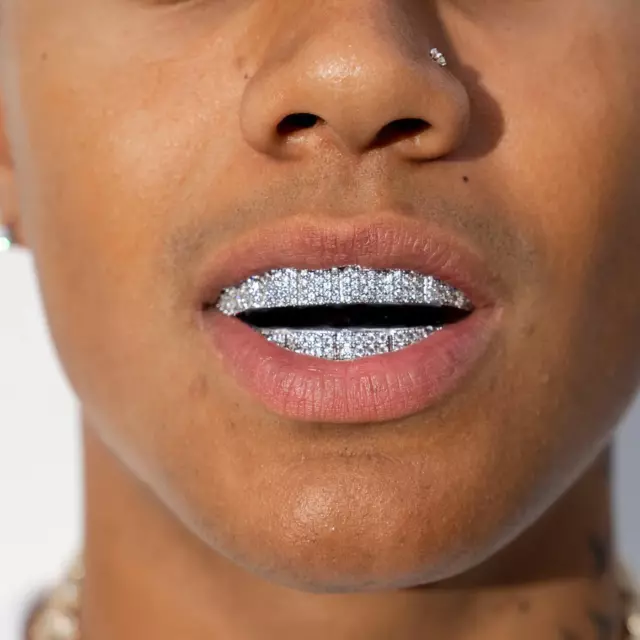 SINGLE GRILLZ GRILL tooth teeth shiny diamond double two mouth hip
