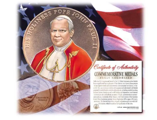 Colorized POPE JOHN PAUL II U.S. MINT MEDAL HONOR- Officially Licensed