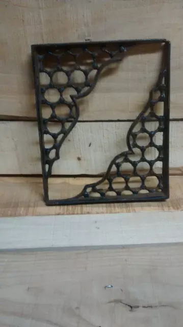 2 Cast Iron Honey comb Large Shelf Bracket 7 3/4" Tall X 9 1/4" from wall