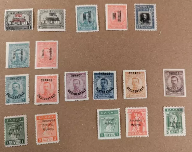 Greece, Thrace - 1919-20 - Nice lot of 18 MH stamps, F/VF.