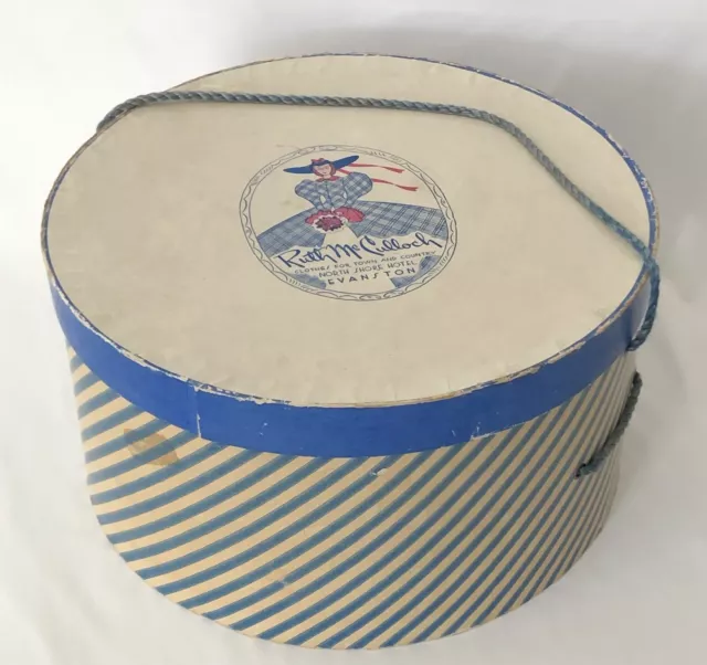 Vtg 1960s Ruth McCulloch Hat Box Storage Hubbard Woods Evanston 12”W x 7” Tall