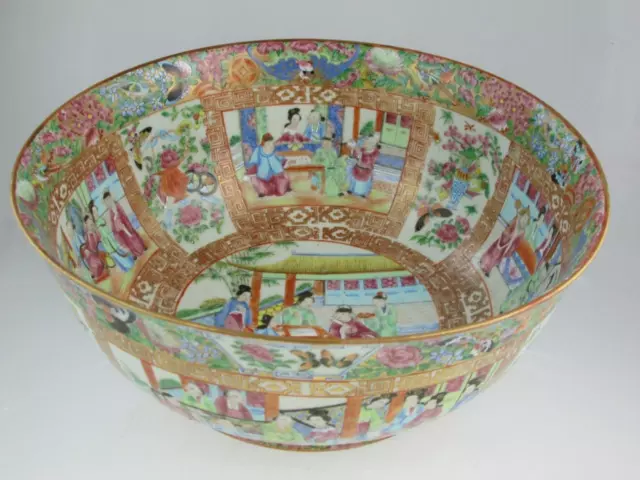 Large Chinese 19th Century Cantonese Porcelain Punch Bowl Circa 1880