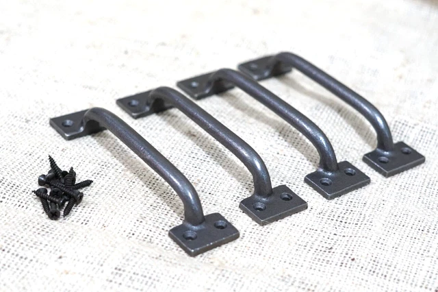 4 Drawer Pulls Nickel Iron Finish Cabinet Handles Grasp Door 6"  Kitchen T Bar