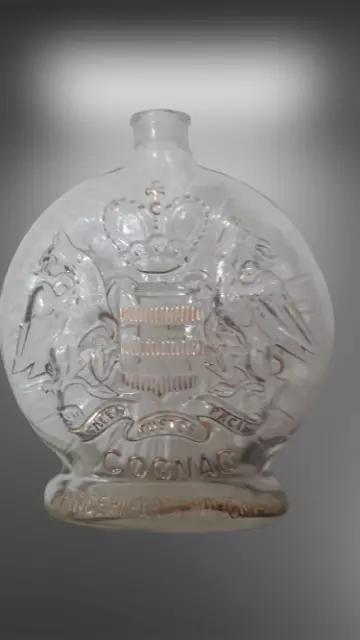 Ancienne bouteille carafe vide 70 cl Cognac Prince Hubert de Polignac en très bo