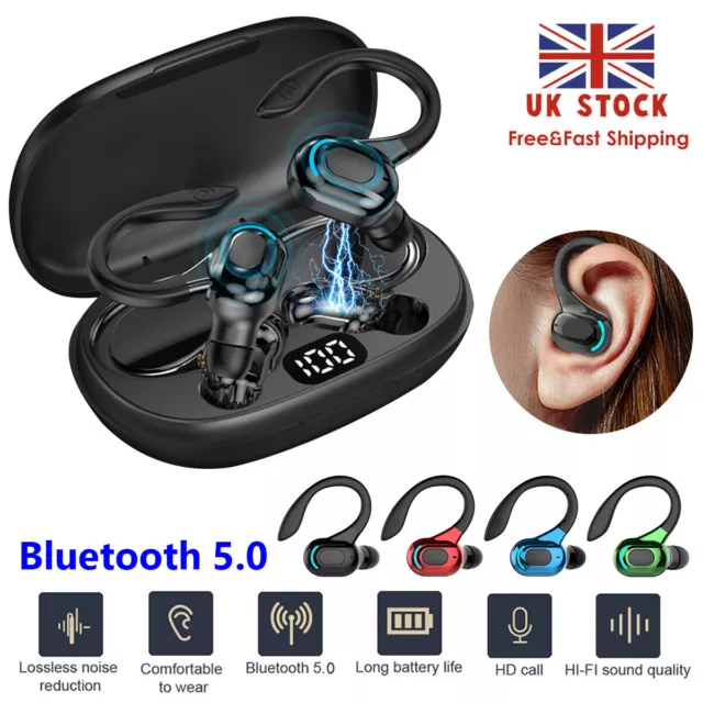 TWS Wireless Bluetooth Earphones Headphones Sports Running Bass Earbuds Ear Hook