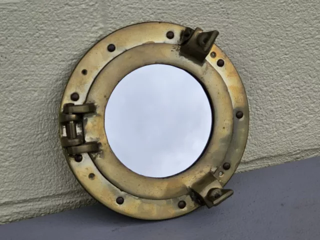 Vintage Brass Marine Porthole Mirror Brass Mirror 7.25 Inch