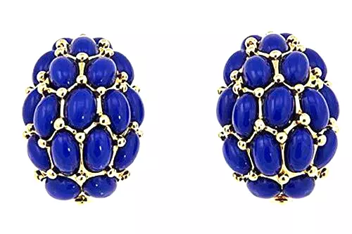 HSN KJL by Kenneth Jay Lane Cabochon Stud Earrings Navy Blue Pierce