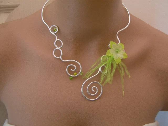 Collier De Mariée Ivoire Clair Cristal - Fleur Cérémonie - Pas Cher
