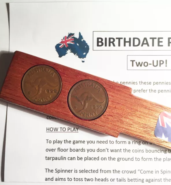 1956 Birthdate Penny Two-Up Set With 2 Australian Pennys/Coins Great Gift