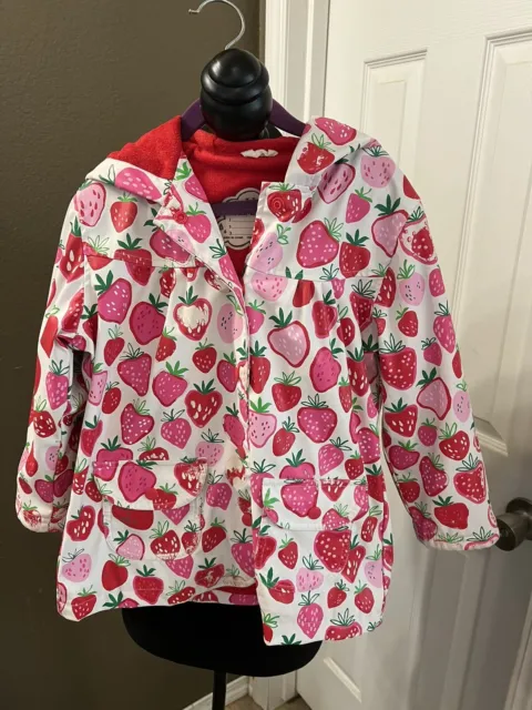 Hatley Strawberry Raincoat Girls Size 5 Flaw