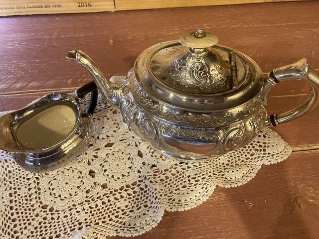 Vintage Silver Plated Tea Pot And Devon Ware Jug