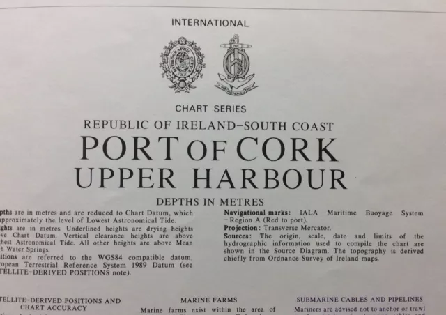 ADMIRALTY  SEA  CHART. CORK, UPPER HARBOUR. No.1773. IRELAND SOUTH COAST. 1978